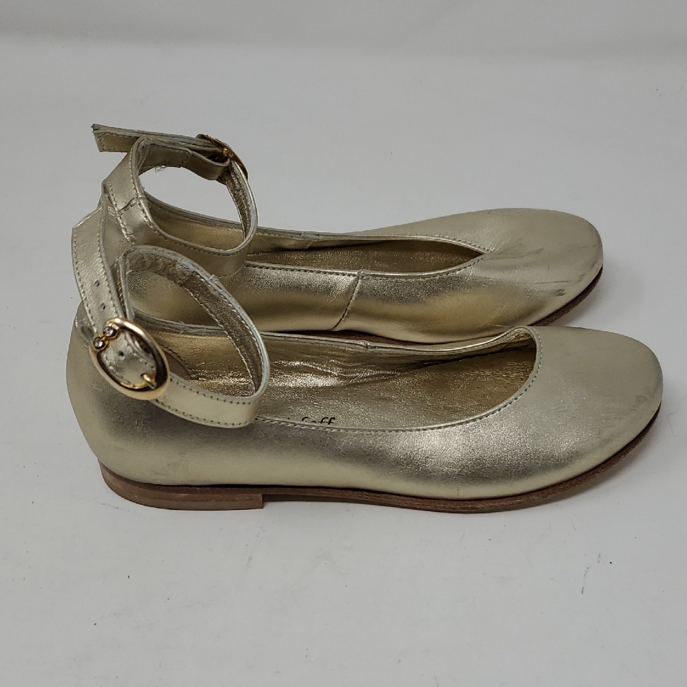 Michael Pasinkoff Kids Gold Dress Shoes with Ankle Strap Made In ITALY  Girls 11